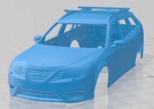 Saab 9 3 2009 yazdırılabilir vücut araba yuva ölçülü Tamiya rc miniz hobi mikro 3d print model - Mito3D