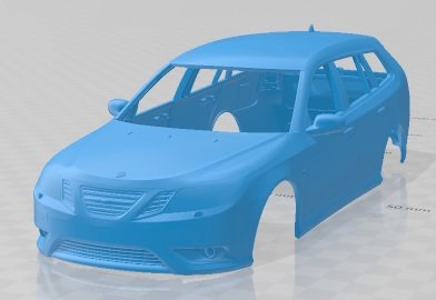 saab 9 3 sport combi 2008 imprimable corps voiture 3d impression modèle in automobile 3dexport fente scalextric tamiya rc miniz loisir micro 3D print model - Mito3D