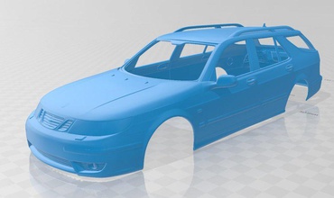 saab 9-5 wagon aero 2005 printable body car 3d print model in automotive 3dexport slot scalextric tamiya rc miniz hobby micro 3d print model - Mito3D