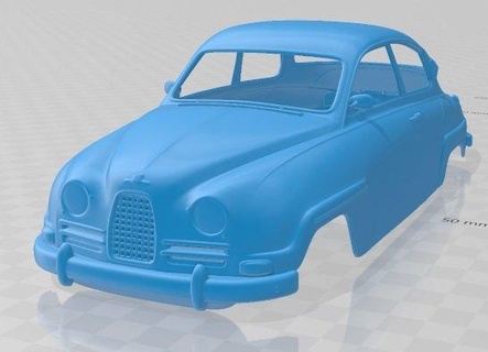 saab 96 1960 imprimable corps voiture automobile fente scalextric tamiya rc miniz loisir micro 3d print model - Mito3D