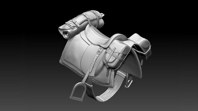 saddle sculpture rider print belt stirrup reins bridle horse art 3D print model - Mito3D
