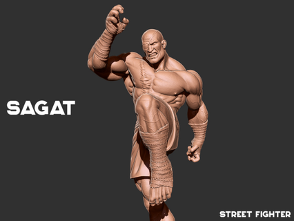 sagat - street fighter   monsters & creatures sagat street fighter man male body figurine 3d print statue zbrush human person strong character miniatures figurines  3d print model - Mito3D