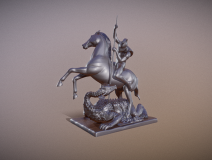 Saint George dragon statue 3d impression sculpture lance héros Christian 3d print model - Mito3D