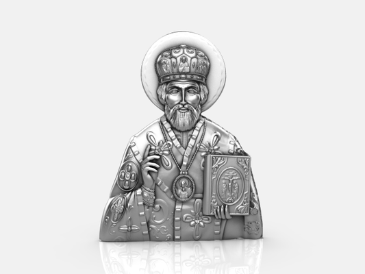 aziz nicholas 3d yazdır model in 3dexport ikon takı dindar nesne din ortodoks hıristiyan rahatlama bas yunan bizans cnc artcam öğütme mimari dekorasyon kutsal 3d print model - Mito3D