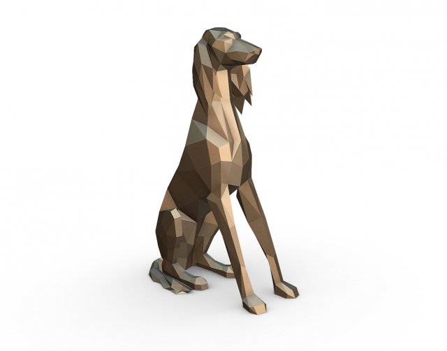 saluki dog poly 3d print model in animals 3dexport whippet persian sighthound greyhound art lowpoly 3dprint animal figurine interior sculpture statue miniatures figurines 3D print model - Mito3D