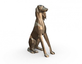 saluki dog poly 3d print model in animals 3dexport whippet persian sighthound greyhound art lowpoly 3dprint animal figurine interior sculpture statue miniatures figurines 3d print model - Mito3D