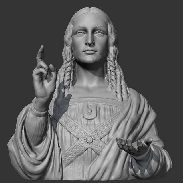 salvator mundi sculpture character people human head portrait bust figure man face statue painting renaissance 3D print model - Mito3D