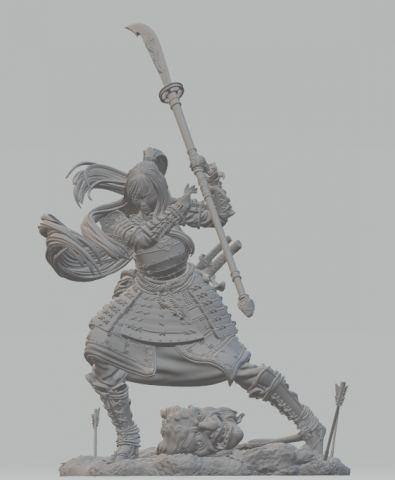 Samurai girl female Frau Fantasie Mädchen Frauen 3D print model - Mito3D