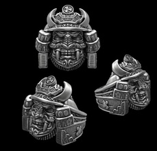 samurai head ring samurai head art statue bead jewelry jeweler jewellery decoration  traditional sculpture ring silver rings pottery ancient antique figurine