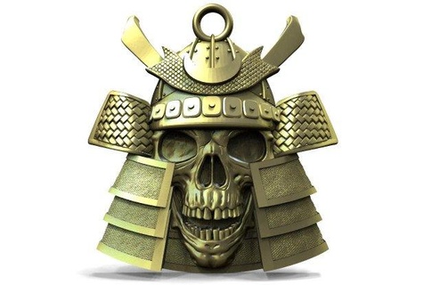 samurai cráneo colgante pendiente colgantes pendat joyería joya 3d print model - Mito3D