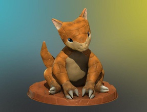 sandshrew realistic 3d print model in monsters & creatures 3dexport art modeling pokemon collection 3d print model - Mito3D