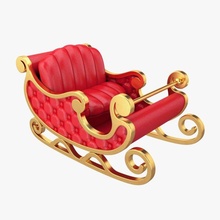 santa sleigh claus sled christmas holiday winter reindeer xmas red celebration snow year traditional festive gift season transport 3d print model - Mito3D