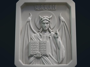 satan relief pendant 3d print model in coins badges 3dexport devil hell lucifer inferno demon imp fallen angel icon sin evil 3d print model - Mito3D