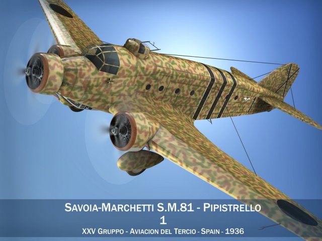 savoiamarchetti sm81 espanhol civil guerra 3d modelo in bombardeiro 3dexport savoia marchetti sm 81 bastão s81 régia aeronáutica italiano italia transporte aeronave ar força lutador wwii ww2 3D print model - Mito3D