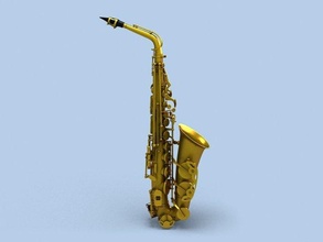 saxophone 3d modèle in laiton 3dexport instruments ténor trompette orchestre tube classique or klaxon réaliste 3d print model - Mito3D