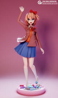sayori - doki literature club woman figure game character 3dprint female 3d print model - Mito3D