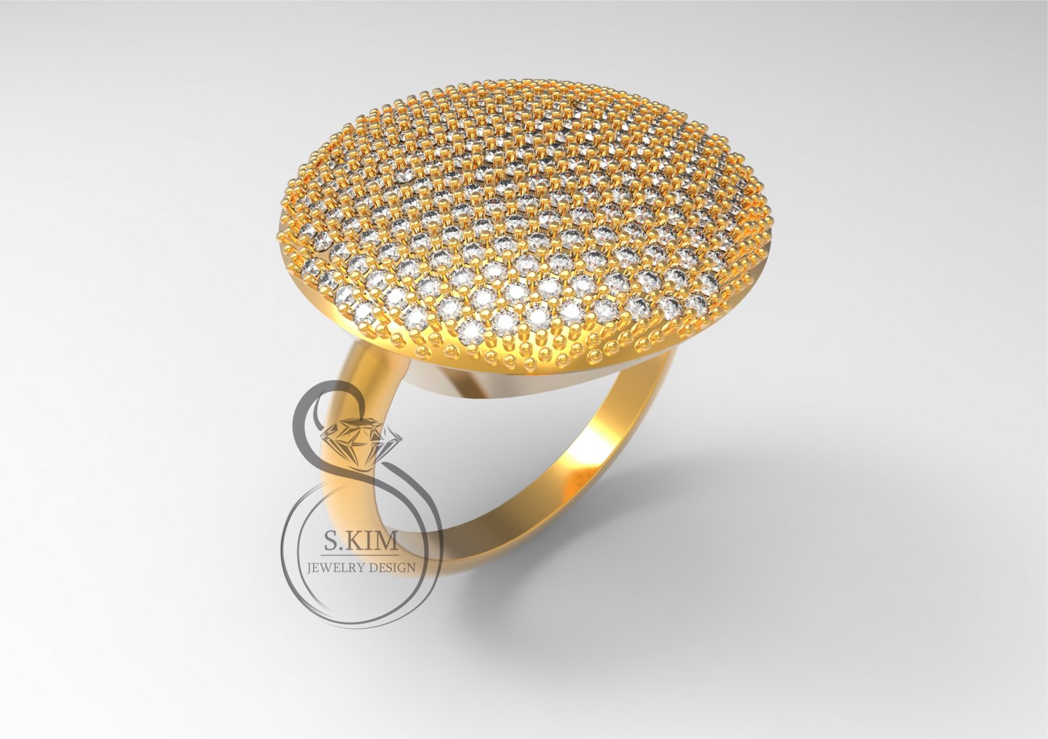 scattering round ring gem jewelry jewel gold 3dmodel 3dprint printable prototype 3djewel 3dwax wax 3dprintmodel printjewel 3dring pattern sphere 3D print model - Mito3D