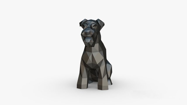 schnauzer dog figure animals art gift print lowpoly 3dprint animal decor interior design miniatures sculpture statue toy cartoon polygonal polygon cute 3D print model - Mito3D