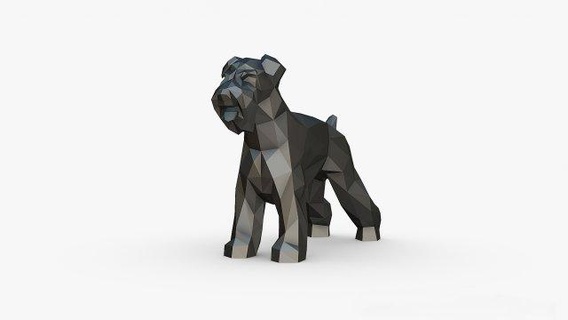 Schnauzer perro figura animales Arte regalo impresión lowpoly 3dprint animal decoración interior diseño miniaturas escultura estatua juguete dibujos animados poligonal polígono lindo 3d print model - Mito3D
