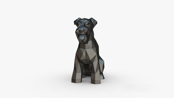 Schnauzer perro figura animales Arte regalo impresión lowpoly 3dprint animal decoración interior diseño miniaturas escultura estatua juguete dibujos animados poligonal polígono lindo 3d print model - Mito3D