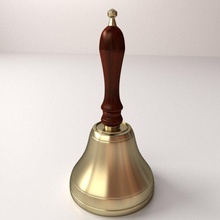 school bell brass signal sound antique ancient traditional bells metal church christmas hand xmas chime handbell ding dong retro 3d print model - Mito3D