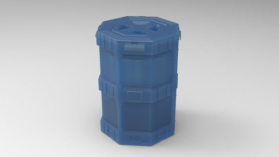sci fi vasilha armazenamento recipiente 3d impressão modelo acessórios barril tubo storage box print in place supports 3d print model - Mito3D