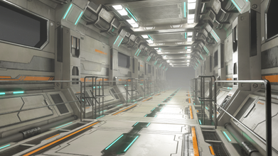 sci modulaire couloir version 2 poly scifi science fiction futur espace navire vaisseau spatial salle kitbash environnement surface dure prêt jouer lowpoly pbr 3d print model - Mito3D