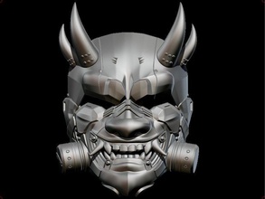sci-fi oni antigas custom mask 3d print model in game accessories 3dexport gas airsoft cosplay helmet demon scifi japan 3dshophelmet 3d print model - Mito3D