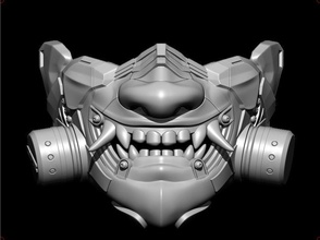 sci fi oni antigas maschera 3d stampa modello in gioco accessori 3dexport casco airsoft cosplay 3dshophelmet gas giappone demone cyberdemon 3d print model - Mito3D