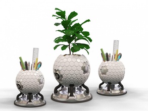 sci-fi pot le titulaire stand vase scifi gratuite industrielle hardsurface de l'espace spacegraft crayon 3d print model - Mito3D