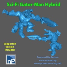 scifi gator-man hybrid 01 free 40k klegg judge dredd tabletop wargame gator power armor stargrave 3d print model - Mito3D