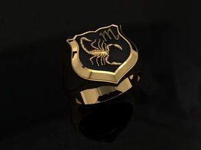 escorpión hombre anillo de sellar accesorios cad ct diseño el diamante dedo las gemas piedras preciosas regalo oro joya la joyería mens los anillos signet stl piedra 3d print model - Mito3D