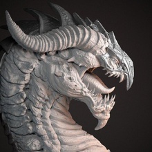 gritando dragão cabeça 100 150 200 mm in altura 3d impressão modelo monstros criaturas 3dexport réptil rã serpente monstro fantasia magia 3dprint 3d print model - Mito3D
