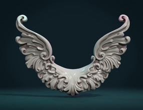 faire défiler ailes parchemins baroque boucles feuilles chérubin imprimable fantaisie élaborer bijoux décoration charme pendentif 3d print model - Mito3D