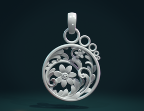 scrollwork pendant embroidery flower art fine curls decoration jewelry leaves design 3d print model - Mito3D