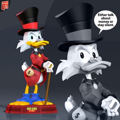 scrooge mcduck 3d impression modèle in animaux 3dexport canard dessin animé disney donald 3dprint 3dprinting statue figure mickey 3d print model - Mito3D