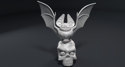 sculpture funny vampire 3d flight fly jewelry nature silver wings bat night monster hair fur rat mouse flying blood parasite pendant 3d print model - Mito3D