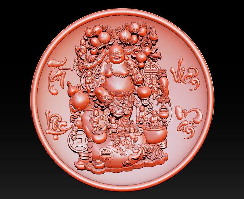 sculpture model happiness buddha maitreya laughing statue cnc printer character god 3dscan chinese japanese design buddhism scanned decoration bas relief pattern artistic 3D print model - Mito3D