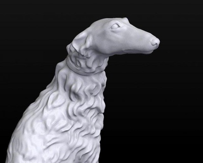 scultura russo wolfhound borzoi cane animale statua figurina stampabile regalo bjd segugio arte sculture caccia cacciatore domestico 3d print model - Mito3D