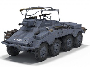 sdkfz 234 3 3d modèle in réservoir 3dexport 8x8 apc ifv iiww allemand allemagne blindé pak militaire véhicule moteur spécial lourd 3d print model - Mito3D