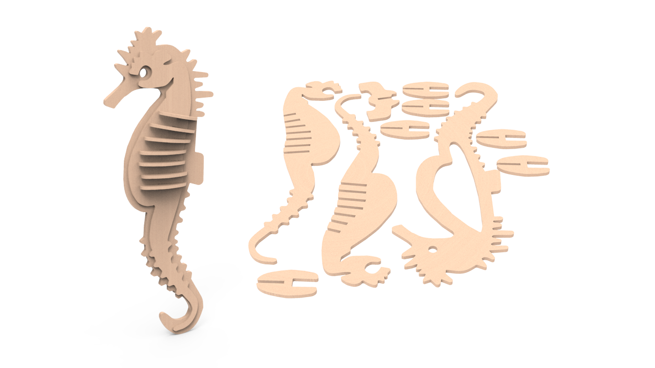 caballo de mar kyechain llaveros llavero el caballito rápido simple kit animal 3D print model - Mito3D
