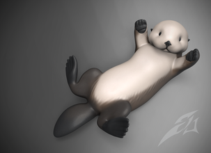 sea otter 3d print model in animals 3dexport seal wildlife cute deco 3d print model - Mito3D