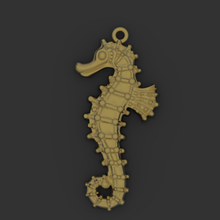 seahorse 3d print model in pendants 3dexport art jewelery gold silver pendant sea nature jewelry bas relief sculpture ocean sterling printable jewellery platinum modern coulomb 3d print model - Mito3D