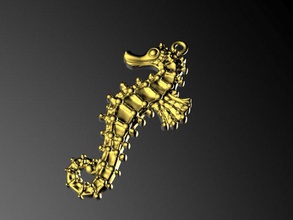 hippocampe pendentif libre 3d impression modèle in pendentifs 3dexport or argent bijoux 3d print model - Mito3D