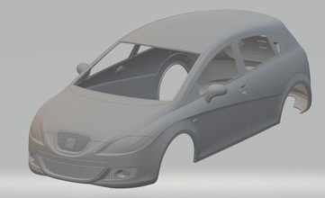 seat leon 2008 imprimable corps de la voiture siège fente le système scalextric sport tamiya rc radio contrôle shell l'espagne passe-temps 3d print model - Mito3D