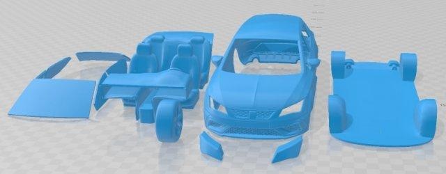 seat leon cupra 2018 v2 printable car 3d print model automotive slot scalextric tamiya rc miniz hobby micro 3d print model - Mito3D