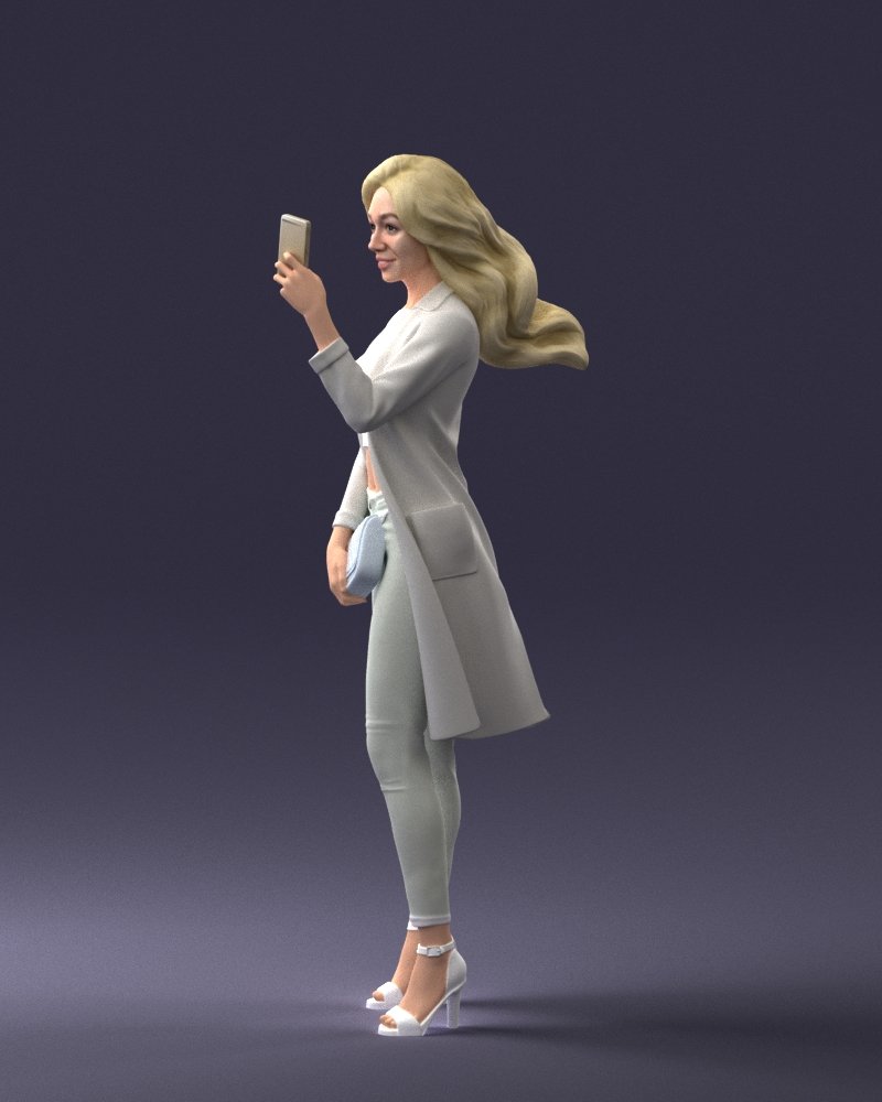 selfie niña 0604 3d impresión listo modelo in mujer 3dexport escanear polígono 3dprint humano masculino realista planteado personaje figurilla personas visualización miniaturas casual moda hombre niño 3D print model - Mito3D