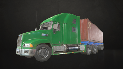semi truck container trailer - poly 3d model in 3dexport vehicle tractor shipping cargo lowpoly gameready transport freight semitruck heavy wheel haul logistics industrial 3d print model - Mito3D