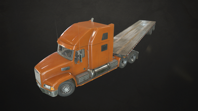 semi truck flatbed trailer - poly 3d model in 3dexport tractor semitruck vehicle lorry transport heavy cargo lowpoly gameready 53 feet logistics wheel 3d print model - Mito3D