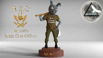 sergeant solvery figurine statuette table decoration rabbit bunny funny humor army military miniature sculpture toy conceptual idea 3d print model - Mito3D